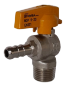 Válvula Esfera Angular para Gás 1/2 Polegada Macho x 3/8 Polegada Bico Mangueira Emmeti