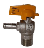 Válvula Esfera Angular para Gás 1/2 Polegada Macho x 3/8 Polegada Bico Mangueira Emmeti - Imagem 2