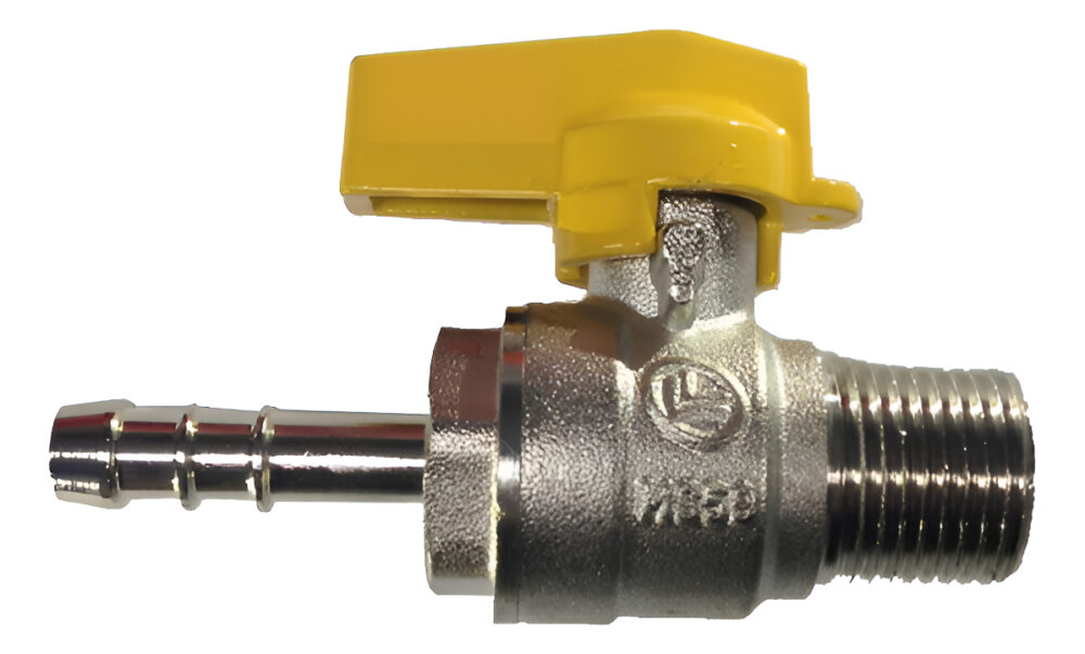 Válvula Esfera Reta para Gás 1/2 Polegada Macho x 3/8 Polegada Bico Mangueira Emmeti - Imagem 2