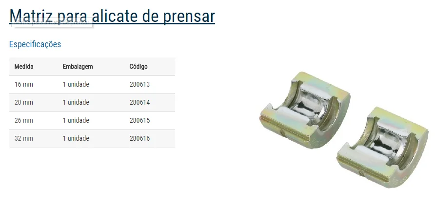 Matriz para Alicate de Prensar 26 mm Emmeti - Imagem 2